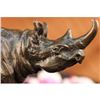 Image 2 : Rhino wildlife Bronze Sculpture on Marble base Statue