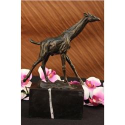 Tall Giraffe Animal Bronze Sculpture on Mrbale Base Figurine
