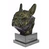 Image 5 : Man Best Friend French Bulldog Bronze Sculpture on Marble Base Statue