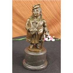 Woman Bronze Figurine on Marble Base Sculpture