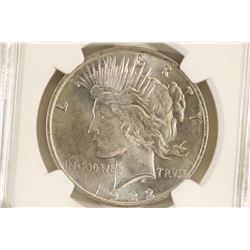 1922 PEACE SILVER DOLLAR NGC MS63