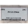 Image 3 : 1951 WASHINGTON SILVER QUARTER PCGS PR66