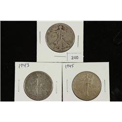 1941,43 & 45 WALKING LIBERTY HALF DOLLARS