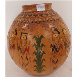 Large Navajo Pottery Olla w/Deities