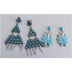 2 Pair of S.S. & Turquoise Earrings
