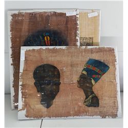 3 Egyptian Papyrus Paintings