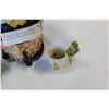 Image 2 : VINTAGE TOBACCO JAR BISQUE PIPE REST AND MATCH HOLDER