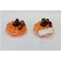 TWO ART GLASS PUMPKINS