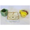 Image 1 : CALIFORNIA LEAF BOWL GREEN MCCOY PLANTER AND ITALIAN LATTICE DISH