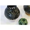 Image 2 : 2 MEXICAN CLAY POTS AND JADE CARVED BALL