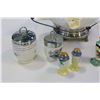 Image 2 : EGG CODDLERS SALT AND PEPPERS AND FLUTED HANDLE BASKET AS IS