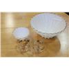 Image 1 : VINTAGE MILK GLASS BOWL SET AND CREAM AND SUGAR WITH TONGS