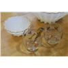 Image 2 : VINTAGE MILK GLASS BOWL SET AND CREAM AND SUGAR WITH TONGS