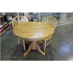 ROUND MAPLE DINING TABLE WITH TWO CHAIRS