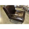 Image 2 : CHROME AND BROWN LEATHER ARMCHAIR