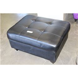 BLACK LEATHER STORAGE OTTOMAN