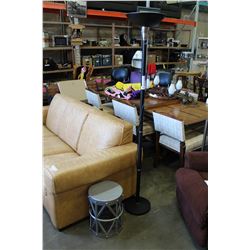 METAL STOOL AND BLACK FLOOR LAMP