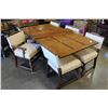 Image 1 : OAK BASE TRESTLE TABLE WITH 3 LEAFS AND 6 CHAIRS