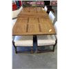 Image 2 : OAK BASE TRESTLE TABLE WITH 3 LEAFS AND 6 CHAIRS