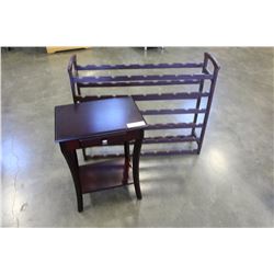 WINE RACK AND 1-DRAWER TABLE