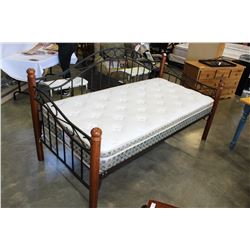 SINGLE SIZE WOOD AND METAL FRAMED DAY BED WITH MATRESS