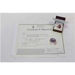 STERLING SILVER ROSE GOLD AND PINK AMETHYST RING WITH CERTIFICATE $925
