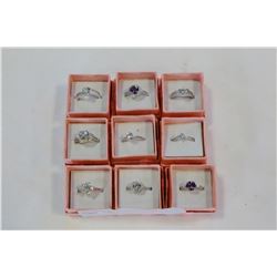 LOT OF NINE LADIES DINNER RINGS