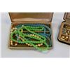 Image 3 : 3 BEADED NECKLACES IN CASE AND CASE WITH CONTENTS