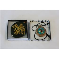 BC JADE NATIVE PENDANT AND TURQUOISE PENDANT
