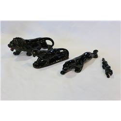 9" BLACK LION AND THREE BLACK PANTHERS MADE IN JAPAN