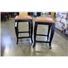 Image 2 : PAIR OF STUDDED LEATHER MAHOGANY FINISH STOOLS