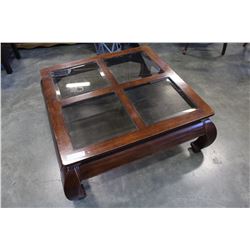 LARGE SQUARE WITH GLASS INSERTS COFFEE TABLE