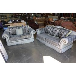 BLACK AND WHITE DESIGNER SOFA AND LOVESEAT 'ANIMAL MOTIF'