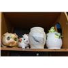 Image 1 : SHELF LOT OF PIGGY BANKS EASTERN STONE URN ETC
