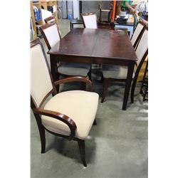 MODERN DINING TABLE WITH JACK KNIFE LEAF AND SIX CHAIRS