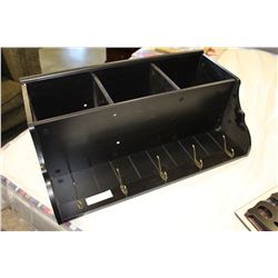 BLACK HALLWAY SHELF WITH HOOKS