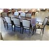 Image 3 : BRAND NEW FLOOR MODEL ESPRESSO FINISH COUNTRY STYLENDINING TABLE WITH LEAF AND EIGHT FABRIC AND BRAS