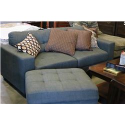 AS NEW FLOOR MODEL HOME ELEGANCE MODERN GREY FABRIC WITH OTTOMAN RETAIL $1299
