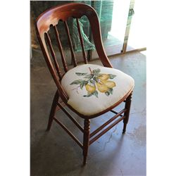 VINTAGE MAPLE CHAIR WITH NEEDLEWORK SEAT