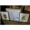 Image 1 : RUSTIC FRAMED 'BLUEBIRD' PAINTING AND TWO ANIMAL ETCHINGS