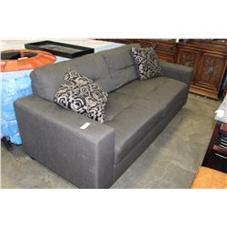 AS NEW FLOOR MODEL HOME ELEGANCE MODERN GREY FABRIC SOFA RETAIL $999