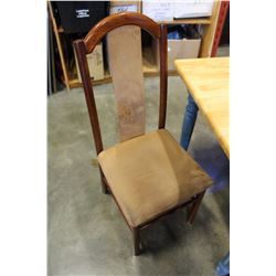 THREE MICROFIBRE SEAT DINING CHAIRS