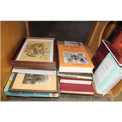 LOT OF VINTAGE PICTURES GAMES AND BOOKS