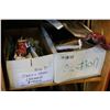 Image 1 : BOX OF CHINA AND PICTURES AND BOX OF NEW LINENS
