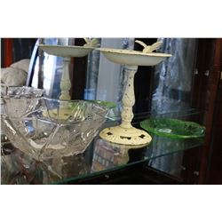 SHELF LOT OF CRYSTAL AND VINTAGE GLASSWARE