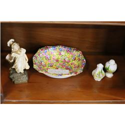 ANTIQUE ROYAL WINTON BOWL AND ANTIQUE STAMPED AND HANDPAINTED FIGURE CASED EASTERN BOWL SET ETC