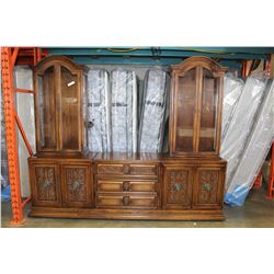 LARGE SOLID OAK CHINA CABINET WITH LIGHTS