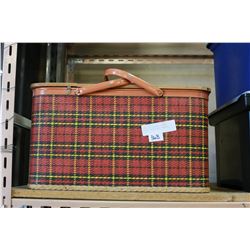 VERY NICE VINTAGE COLEMAN PICNIC BASKET WITH CONTENTS