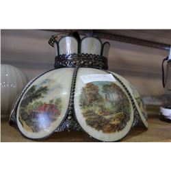 SWAG LAMP WITH CURRIER AND IVES TYPE PICTURES