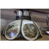 Image 1 : SWAG LAMP WITH CURRIER AND IVES TYPE PICTURES